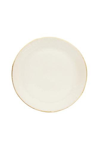 Coincasa χειροποίητο κεραμικό πιάτο με χρυσή λεπτομέρεια 31 cm - 007109556 Λευκό